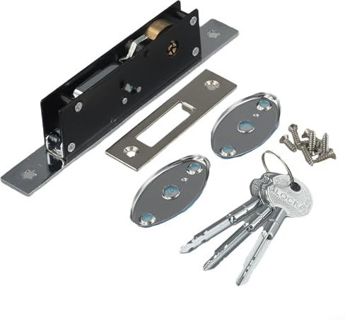 Serratura per porta scorrevole compatibile con porte in lega di alluminio e legno con chiavi incrociate, progettata per una chiusura sicura