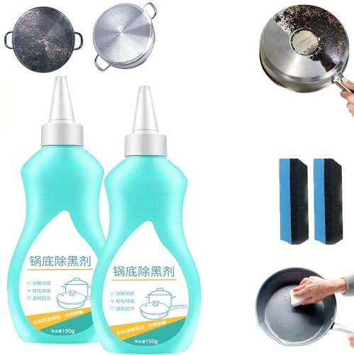 Gel Cleaner for Pots and Pans,Pot Bottom Cleaning Gel,Pot Cleaner for Stubborn Stains and Burnt Residue Removal (2 Pcs)