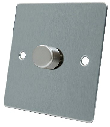 AET FSC1GDIM10 10 A 1000 W 1-Gang 2-Way Satin Chrome Flat Light Dimmer Switch