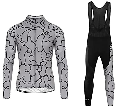 UGLY FROG Herren Fahrradbekleidung Set Radtrikot Langarm Winddicht Herren Thermische Fleece mit 3D Polster Hosen