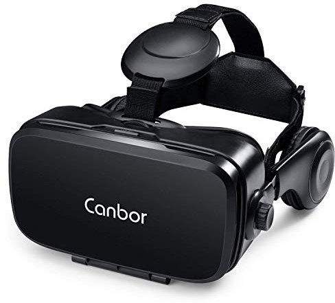 Canbor VR - Cuffie per realtà virtuale, occhiali 3D con cuffie stereo HD per film e giochi 3D, compatibili con Apple iPhone, Samsung HTC più smartphone da 4,7 a 6,2