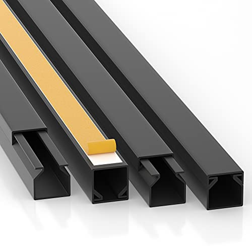 CILSON Kabelkanal, 12x12 mm, 20x1 m, Schwarz, selbstklebend + Bodenlochung | PVC, UV-beständig, Innen & Außen, 20 Stangen à 1 m = 20 m, Made in Germany