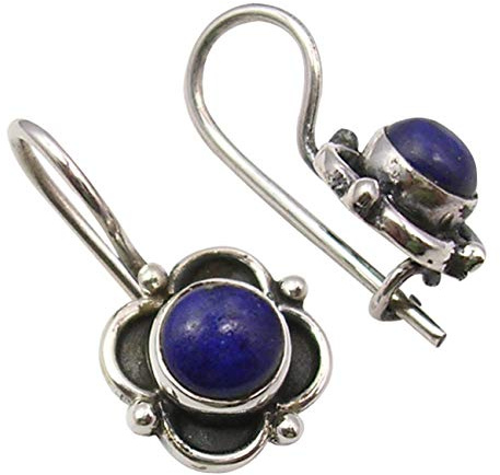 SilverStarJewel 925 massives Sterling Silber Natürlich 5 x 5 mm Lapislazuli Ohrringe 1,8 cm