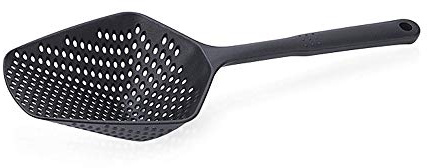 Ogquaton 1PCS Plastic Scoop Colander with Long Handle Drain Strainer Slotted Spoon Kitchen Gadget Cooking Tool Black Creative and Useful