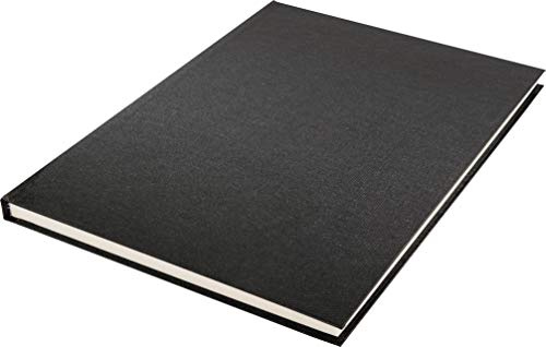 Kangaro Notizbuch A4 Blanko, Schwarz Leinen-Cover, 80 Blatt, 140 g cremeweiss Papier