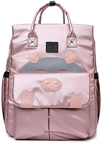 Lazeny Mochilas de Pañales y Biberones para Bebé, Impermeable Mochila de Cambio Bolsa con Bolsillo Térmico, Multifuncional Mochila Maternidad Gran Capacidad Bolsa de Viaje Organizador (Cerdo Rosa)