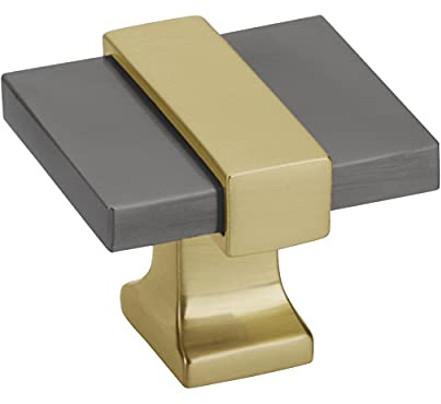 Amerock | Cabinet Knob | Black Chrome/Brushed Gold | 1-3/8 inch (35 mm) Length | Overton | 1 Pack | Drawer Knob | Cabinet Hardware