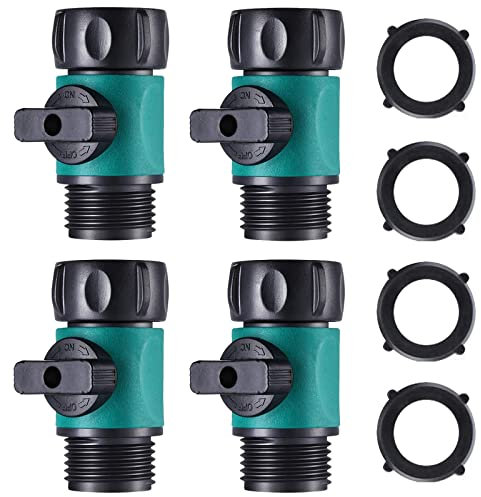 Hydrogarden Manguera de jardín Válvula de Cierre de ABS, Rosca de 3/4 '' Conector de Manguera de Agua de Servicio Pesado Adaptador de Manguera de válvula de Bola de Cierre(4PACK)