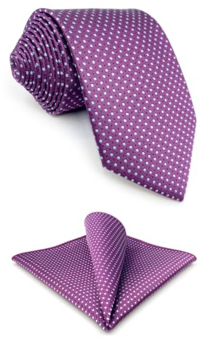 S&W SHLAX&WING Krawatten für Herren Dotty Purple mit Blue Dots Krawattenset extra lang
