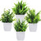 Bafenli 4 Pack Mini Artificial Plants Greenery Potted Plastic Fake Plants for Home Bathroom Office Table Decor