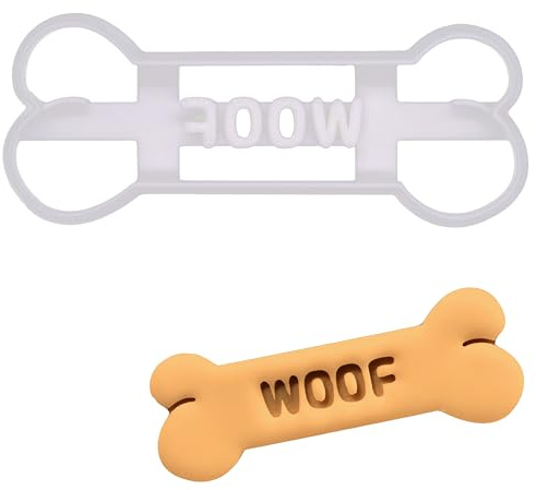BAKERLOGY WOOF Dog Bone Cookie Cutter - Detailed Biscuit Cutter Design for Baking and Crafts, Ideal on Fondant, Dough, Clay