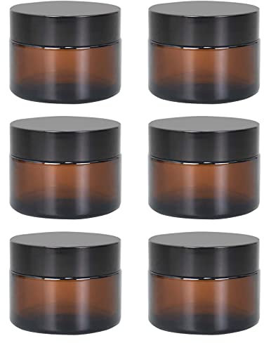 6 Stück Amber Glas Leerdose Kosmetisches Glas Nachfüllbare Behälter 30ml/50ml Braunen Glasbehälter mit Deckel Braunen Glasbehälter für Kosmetik Cremes Lotionen Ätherische Öle (30 ml)