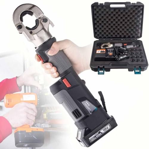 DDZJTPP Alicates De Crimpado Hidráulicos Recargables, 16-300 Mm² Crimpadora De Cables Hidráulica Eléctrica, Herramientas De Crimpado De Batería Hidráulica para Terminales De Cobre Y Aluminio,Grey