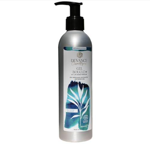 Devance Cosmétiques Gel Bouclé +, gel capillaire au lin bio - certifié cosmos natural - 250ML