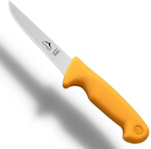 HESTENBERG Solingen Germany Ausbeinmesser gerade & gebogen in Gelb, geeignet als Metzgermesser, Schlachtmesser & Fleischmesser (5 Gerade)