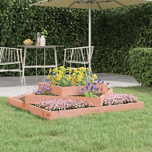 Jardinière surélevée pour balcon, serre, balcon, parterre de fleurs, bac à plantes, 112 x 112 x 27 cm, bois massif de douglas pour jardins, terrasses, pelouses