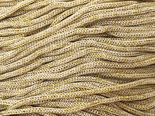 filati italiani cordini laminati Swan Glitter 500g - 450 metri per borse handmade e molto altro ancora (panna/oro, THAI GLITTER)