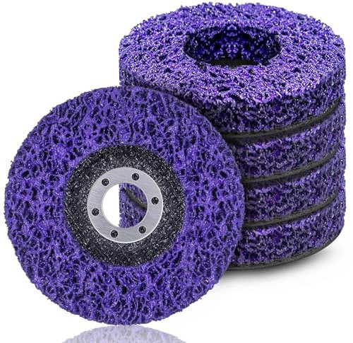 5 Pezzi Dischi Abrasivi CSD da 125 mm, Dischi in Nylon, Disco di Pulizia Smerigliatrice, Disco Abrasivo Grossolano, Disco Abrasivo per Rimozione Ruggine per Rimuovere Colore, Ruggine (Viola)