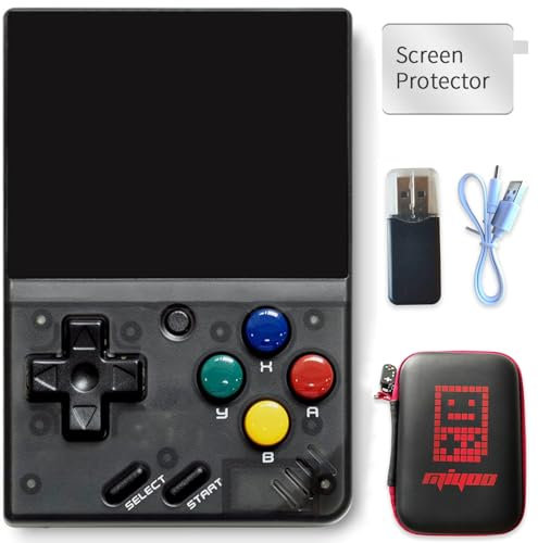 BVXZIOP Mini V4 Retro Game Console, Portable Handheld, 2.8 inch IPS Screen, 750x560 Resolution, 64GB Card, 7000+ Games, Linux System, Black
