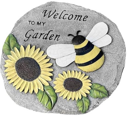 VANZACK 1stück Dekorativer Garten-trittstein Resin Mit Niedlichem Bienendesign Und Sonnenblumenmotiv Für Außenbereich Garten-dekoration Für Und Rasenflächen