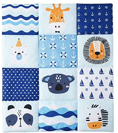 beeweed Animal Themed Baby Toddler Blanket Quilt Cot Comforter Crib Baby Quilts for Boys and Girls Nursery Bed Throw Blanket 84x107cm, Panda, Giraffe, Koala, Zebra, Suitable for All Season