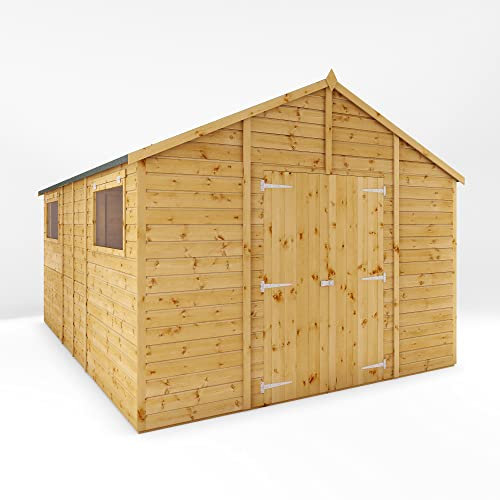 WALTONS | Premium Shiplap Workshops | Tongue and Groove | Wooden Workshop Sheds | Apex | Double Doors | Windows | Garden Storage Tool Shed | 10ft | 10 Year Anti Rot Guarantee (14ft x 10ft)
