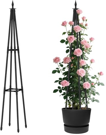 Alisisfores Treillis obélisque de 1,2 m pour plantes grimpantes en plein air, treillis de jardin de 1,2 m avec tuyaux métalliques revêtus de plastique extra épais, support pour plantes en pot