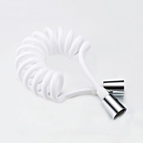 TYMYW Bidet Schlauch für Toilette Einziehbarer Brauseschlauch, Edelstahl-Schnittstellen-Spiralschlauch, Geeignet für Handbrause und Bidet,Weiß,2M