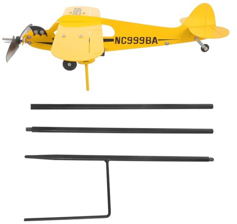 BESPORTBLE Weather Vane Decoration, Wind Roof, Weather Vane for the Patio, Patio Signs for Outdoor Use, Planes, Weather Vane for the Garden, Farmer Weather Vane Yellow Iron