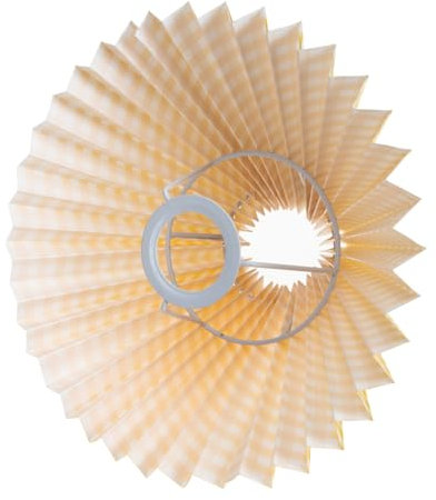 KONTONTY Small Pleated Fabric Lamp Shade Cover Yellow Drum Lampshade for Floor and Table Lamps Bedroom Living Room