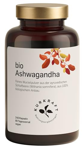 Kurkraft® Original Bio Ashwagandha (240 Kapseln mit je 660mg) - hochdosiert mit 1980mg je Tagesdosis - vegan