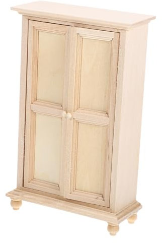 UPKOCH Miniatur Möbel Aus Holz Unlackierter Mini Kleiderschrank Für Puppenhaus Dollhouse Zubehör Für Kreative Projekte