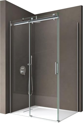 doporro Box Doccia 70x100x195 cm in Vetro Temperato Trasparente 8 mm Porta Scorrevole con Maniglie e Profili Cromati, Trattamento Anticalcare Easy Clean - Ravenna17K