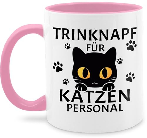 Tassen 325ml - Trinknapf für Katzenpersonal Tasse mit Spruch Katze lustig I Katzenliebhaber Geschenk für Katzenmamas Geschenke Katzenpapa Geschenk Cat Mom - 325 ml - Rosa - teetasse katzenmotiv