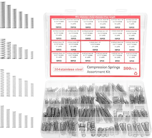 Compression Springs Assortment Kit, 300PCS 304 Stainless Steel Small Spring Set for DIY Repair Project 23 Different Sizes Mechanical Metal Mini Spring For DIY, Home, Automotive Repairs