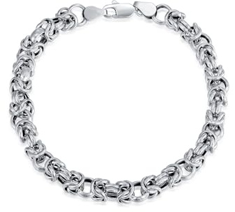 LELOUCHY 6MM Byzantinische Kette Männer Armband Massiv 925 Sterling Silber Link Byzantinisches Armband mit Karabinerverschluss 20 Zentimeter für Männer Frauen