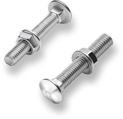 KINETOX 15 Piezas Tornillos Perno de Carruaje M10 × 65 mm Tornillos de Cabeza Redonda Plana DIN 603 con Tuercas de Brida Hexagonales Tuercas M8 Ampliamente Ingeniería Mecánica Decoración Del Hogar