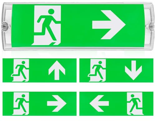 LED Notbeleuchtung, IP65 LED Fluchtwegleuchte Notausganglicht Notausgangsschild, Notleuchte 4 Richtungspiktogramme Sicherheitsbeleuchtung 3H Batterie Notbeleuchtung für Fluchtwege Notausgänge