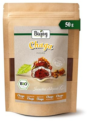 Biojoy Ekologiskt Chaga-svamppulver (50 g), torkade och finmalda Chaga-svampar, Chaga-te (Inonotus obliquus L.)