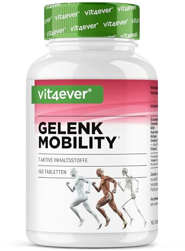 Mobilità articolare - Altamente dosato con 7 ingredienti: Glucosamina + Condroitina + MSM + Acido ialuronico + Collagene + Vitamina C - Senza additivi indesiderati (160 compresse)