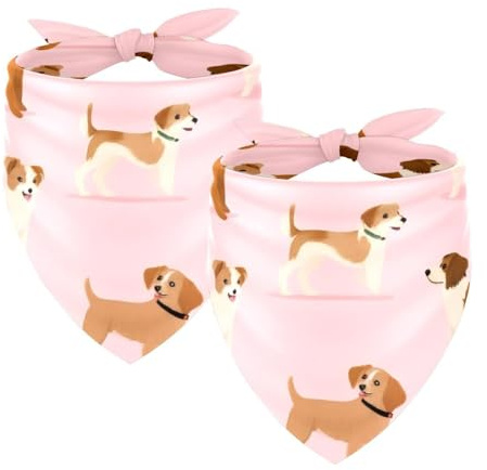 Hundehalstuch, verstellbar, Dreieckstuch für kleine, mittelgroße und große Hunde, Katzen, Haustiere, Rosa, 2 Stück