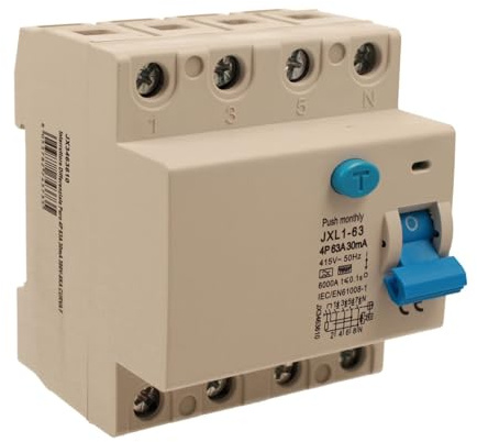 RCCB Interrupteur différentiel pur type F triphasé 63A, 3P+N 4 modules DIN, 30 mA, 6000 A, AC 380 V, IP20