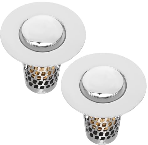 TOBBOMEY Lot De 2 Filtres Universels pour Évier De Cuisine en Acier Inoxydable Argentés