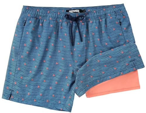 CoozySphere Mens 2 in 1 Swim Shorts with Compression Liner, Zip Pockets | Quick Dry Stretch, Anti-Chafe, Adjustable Waist & Secure Pockets