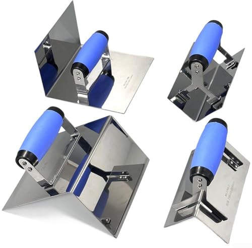 Set di 4 cazzuole angolari antiruggine, cazzuola angolare interna ed esterna, con manico morbido, spatola angolare antiruggine per lavori di gesso