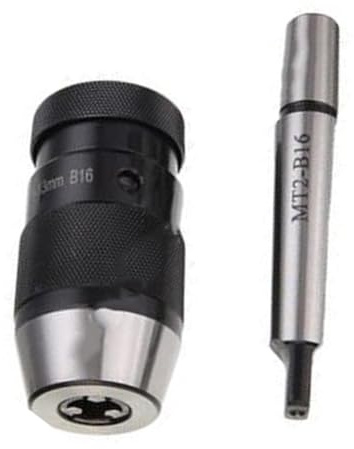 MonoSora Keyless Metal Lathe Drill Chuck B16 MT2-B16 1-16 mm Self Tightening Arbor Chuck for Milling, Boring, and Drill Machines, Silver