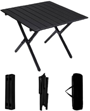 Tavolo da picnic pieghevole portatile, 60 x 60 cm, leggero, con borsa portaoggetti, per spiaggia, giardino, barbecue, portellone posteriore, riunioni di famiglia, facile da trasportare