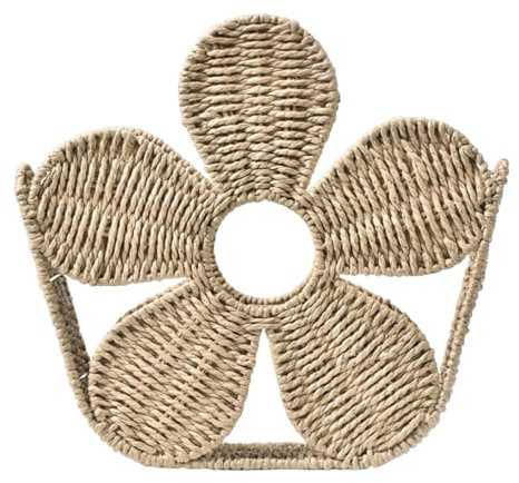 Toyvian Organizador de Escritorio Minimalista Tejido Diseño Floral, Cesta para Revistas Mediana de Mimbre Rústico, Soporte Multifuncional para Almacenamiento de Archivos y Revistas