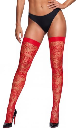 RSLOVE Bas Resille Femme Sexy Bas Autofixants Dentelle à Motif Floral