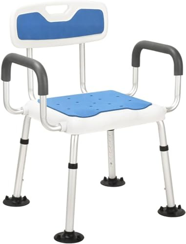 Duschstol 6 nivåer Justerbar i höjdled, med vadderade armstöd och rygg Anti-slip bänk Badkarssits for badrum, Säkerhetsbadstolar for vuxna äldre funktionshindrade(B)